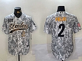 Men's Pittsburgh Steelers #2 Justin Fields 2024 Arctic Camo Salute To Service Stitched Baseball Jerseys